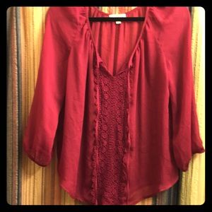 Plum Boho Sheer Blouse
